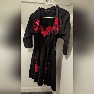 Black Dress with Red Flowers